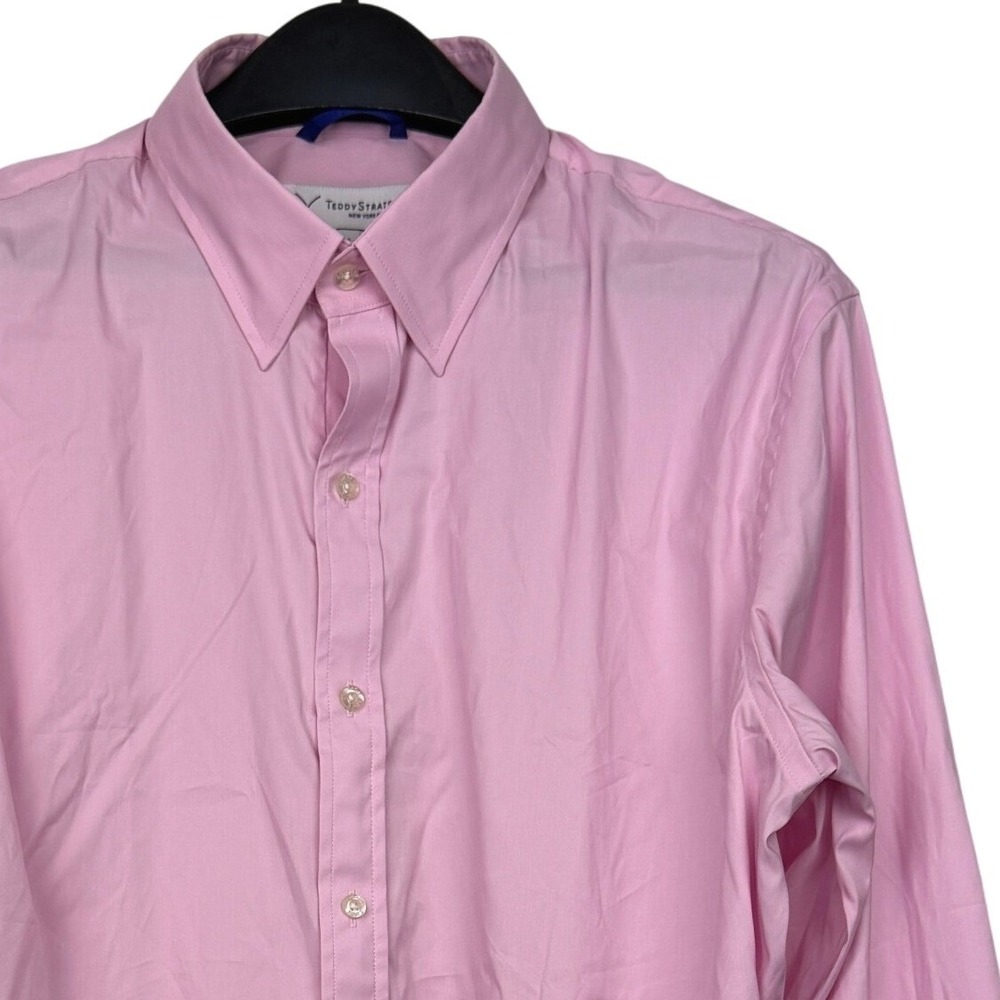 Teddy Stratford Zip Fit Shirt Mens 4 (Large)‎ Stretch L/S Hidden Zipper Pink